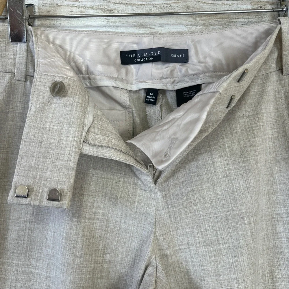 The Limited Collection Drew Fit Dress Pants Women 14 Heathered Beige Wide Leg